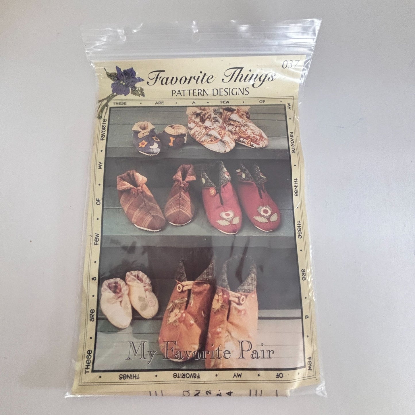 Favorite Things Sewing Pattern 037 Slippers Family Sizes Baby to Adult All Ages