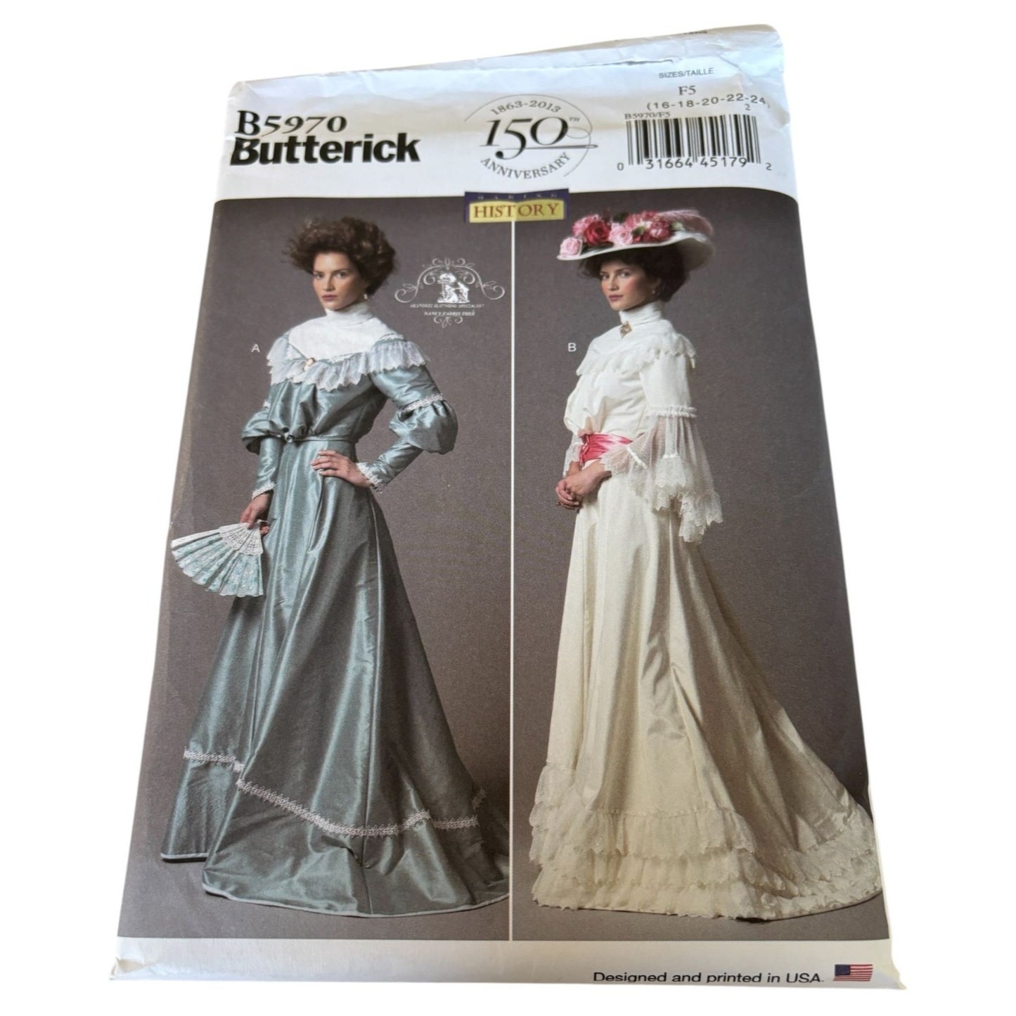 Butterick Sewing Pattern B5970 Historical Victorian Costume Top Skirt 16-24 UC