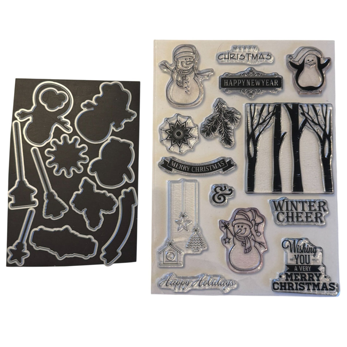 Gina K Winter Cheer Clear Stamps and Matching Dies Christmas Snowman Penguin Holiday Card Making Set