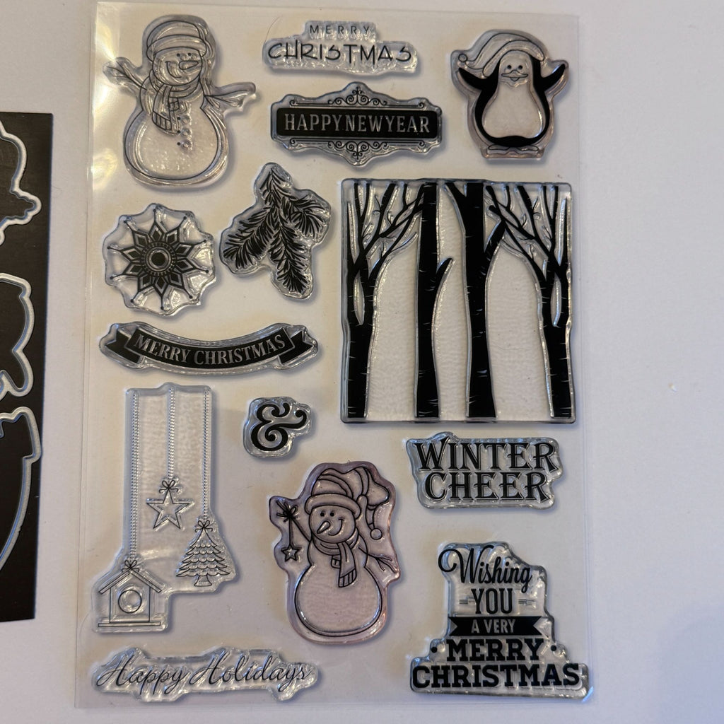 Gina K Winter Cheer Clear Stamps and Matching Dies Christmas Snowman Penguin Holiday Card Making Set