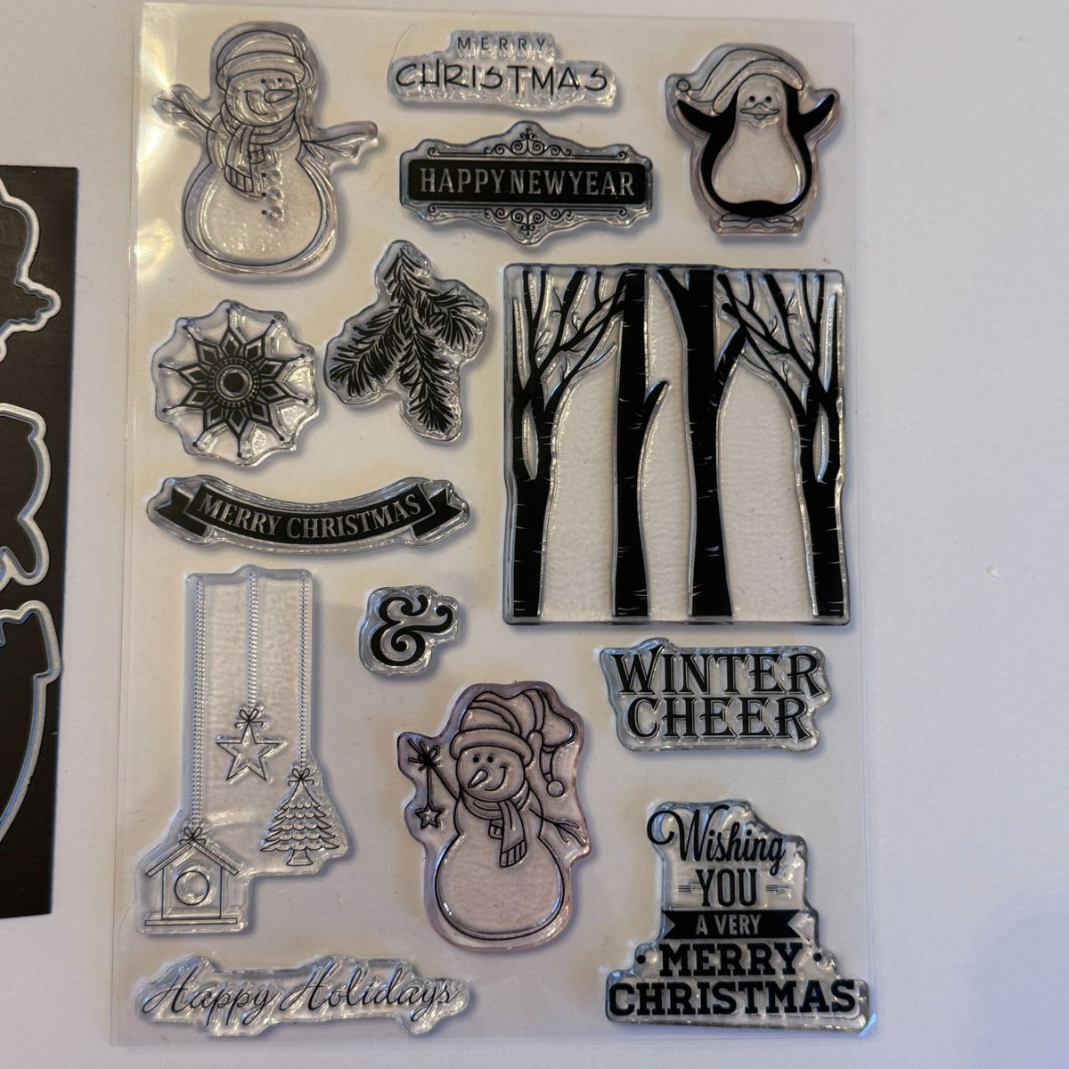 Gina K Winter Cheer Clear Stamps and Matching Dies Christmas Snowman Penguin Holiday Card Making Set