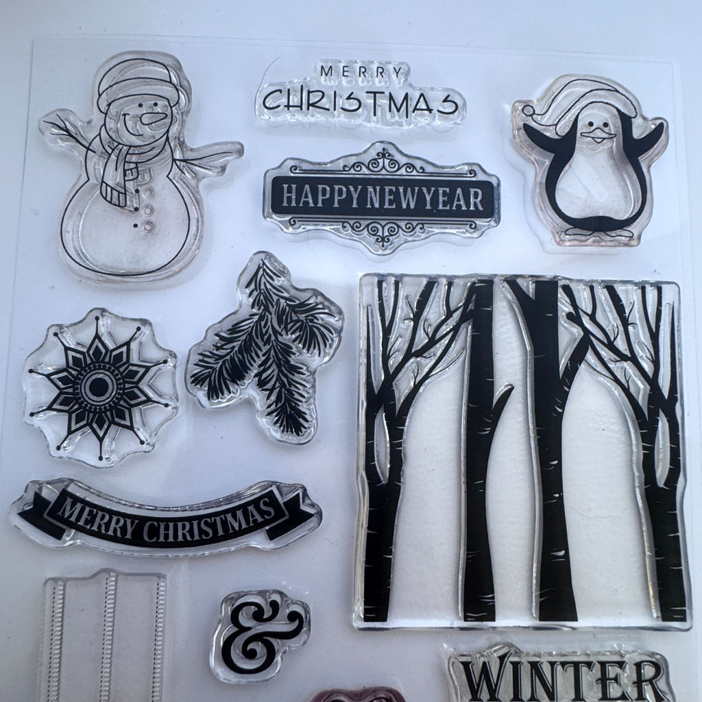 Gina K Winter Cheer Clear Stamps and Matching Dies Christmas Snowman Penguin Holiday Card Making Set