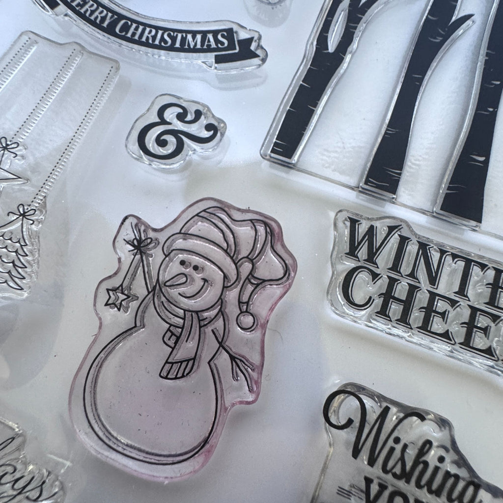 Gina K Winter Cheer Clear Stamps and Matching Dies Christmas Snowman Penguin Holiday Card Making Set