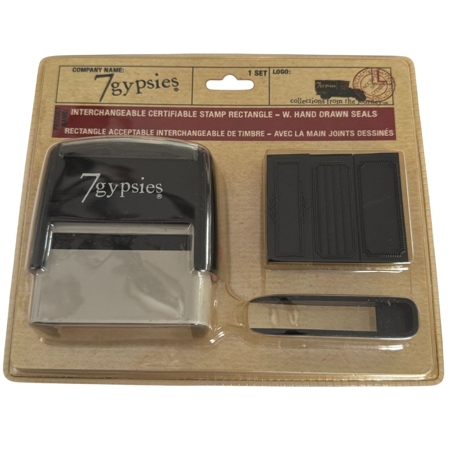 7Gypsies Interchangeable Certifiable Stamp Rectangle Hand Drawn Seals Gift Tags