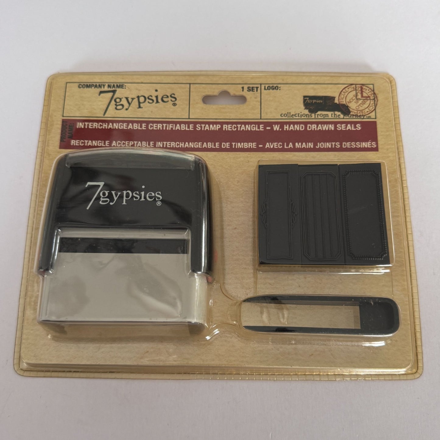 7Gypsies Interchangeable Certifiable Stamp Rectangle Hand Drawn Seals Gift Tags