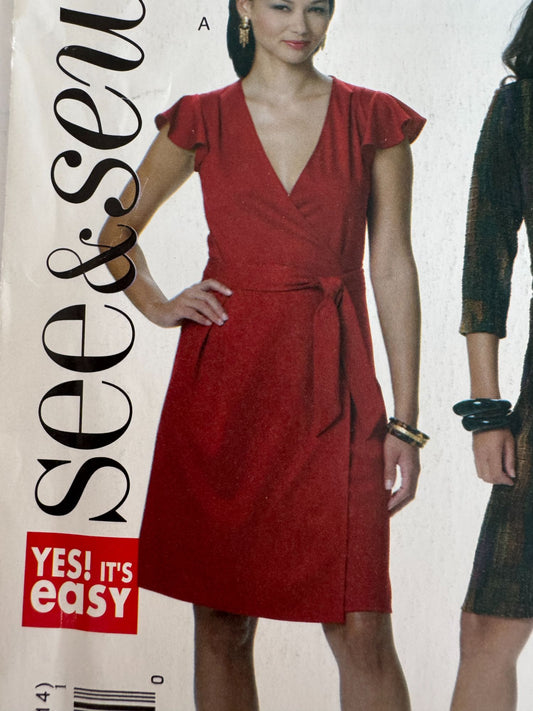 Butterick Sewing Pattern B5546 Wrap Dress 2010s Modern Classic 8–14 Easy Uncut