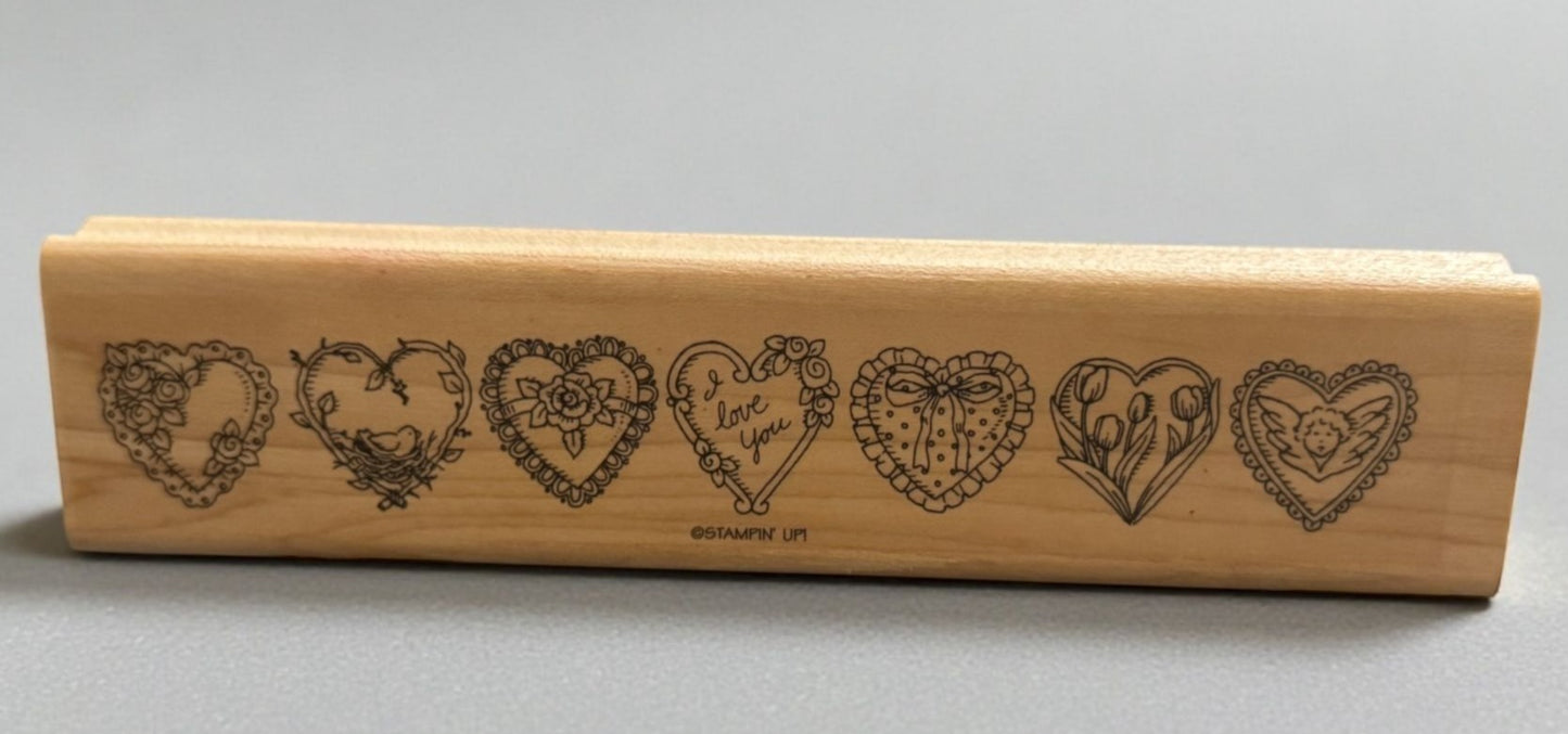 Stampin Up Rubber Stamp Ornate Heart Border I Love You Valentines Day Cardmaking