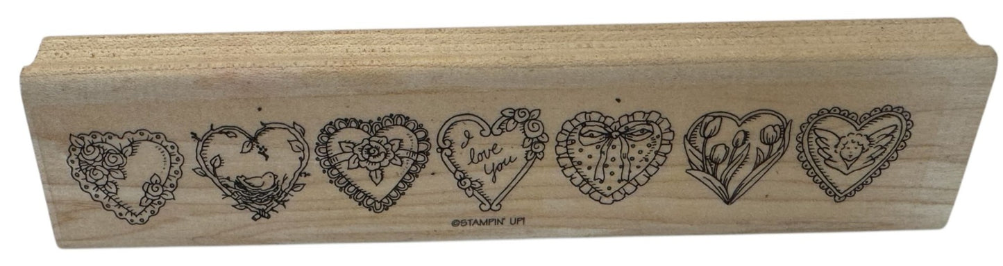 Stampin Up Rubber Stamp Ornate Heart Border I Love You Valentines Day Cardmaking