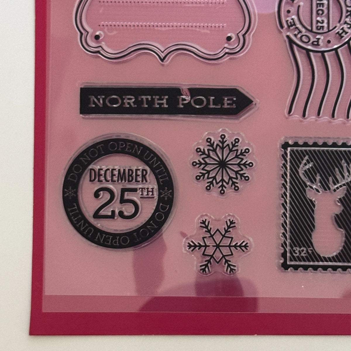 Christmas Clear Stamp Set North Pole Reindeer Postmark Snowflake Holiday Postage Cardmaking JoAnn Gift Tags