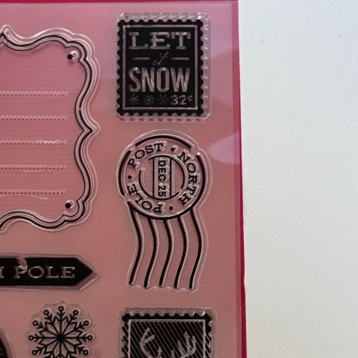 Christmas Clear Stamp Set North Pole Reindeer Postmark Snowflake Holiday Postage Cardmaking JoAnn Gift Tags