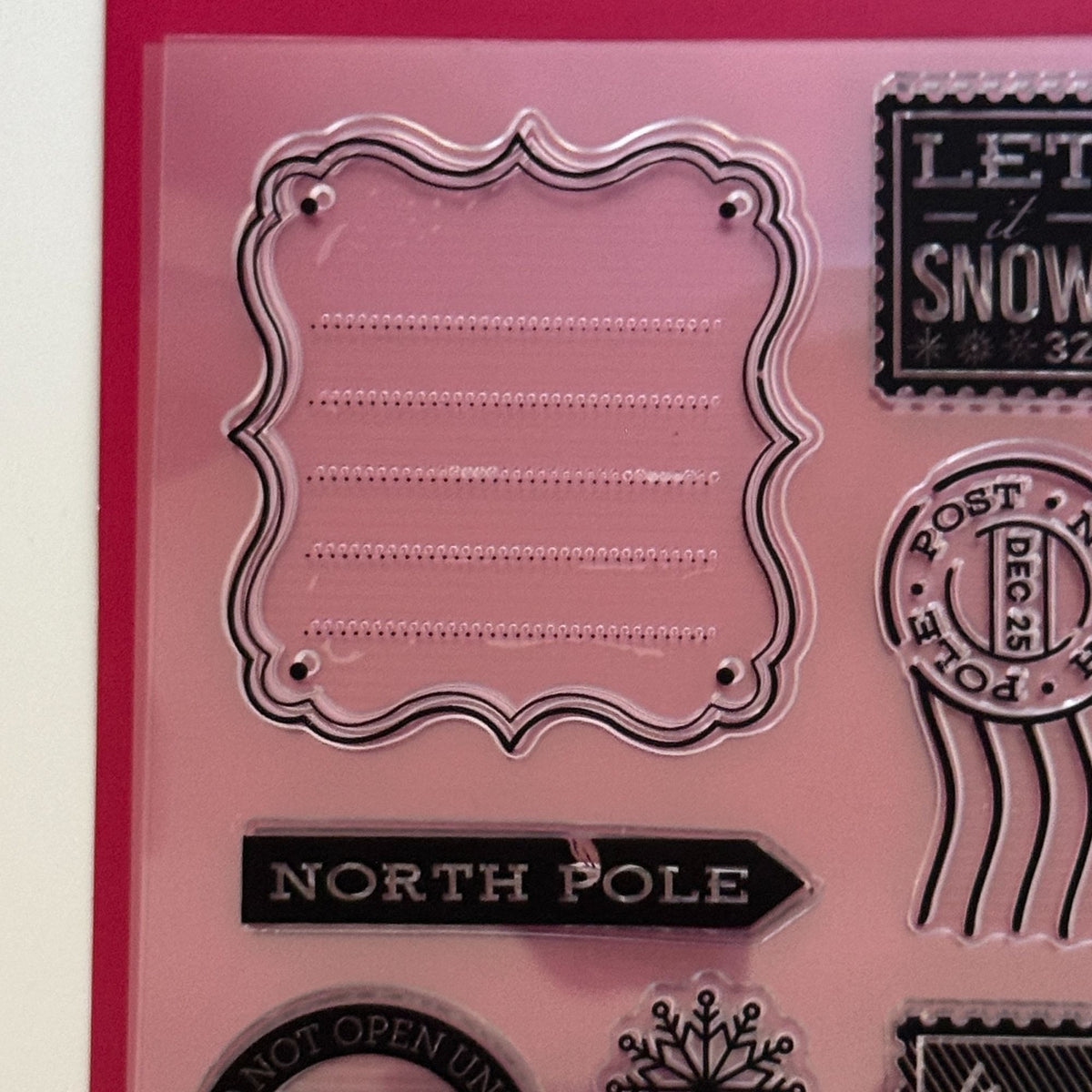 Christmas Clear Stamp Set North Pole Reindeer Postmark Snowflake Holiday Postage Cardmaking JoAnn Gift Tags