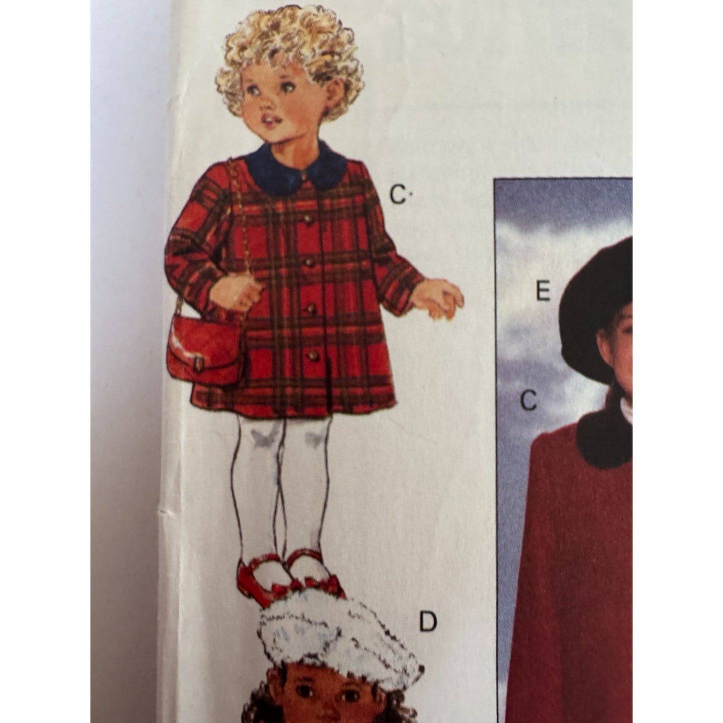 Vintage Girls Coat Sewing Pattern Butterick 6301 Beret Scarf Muff 4-6 90s Uncut