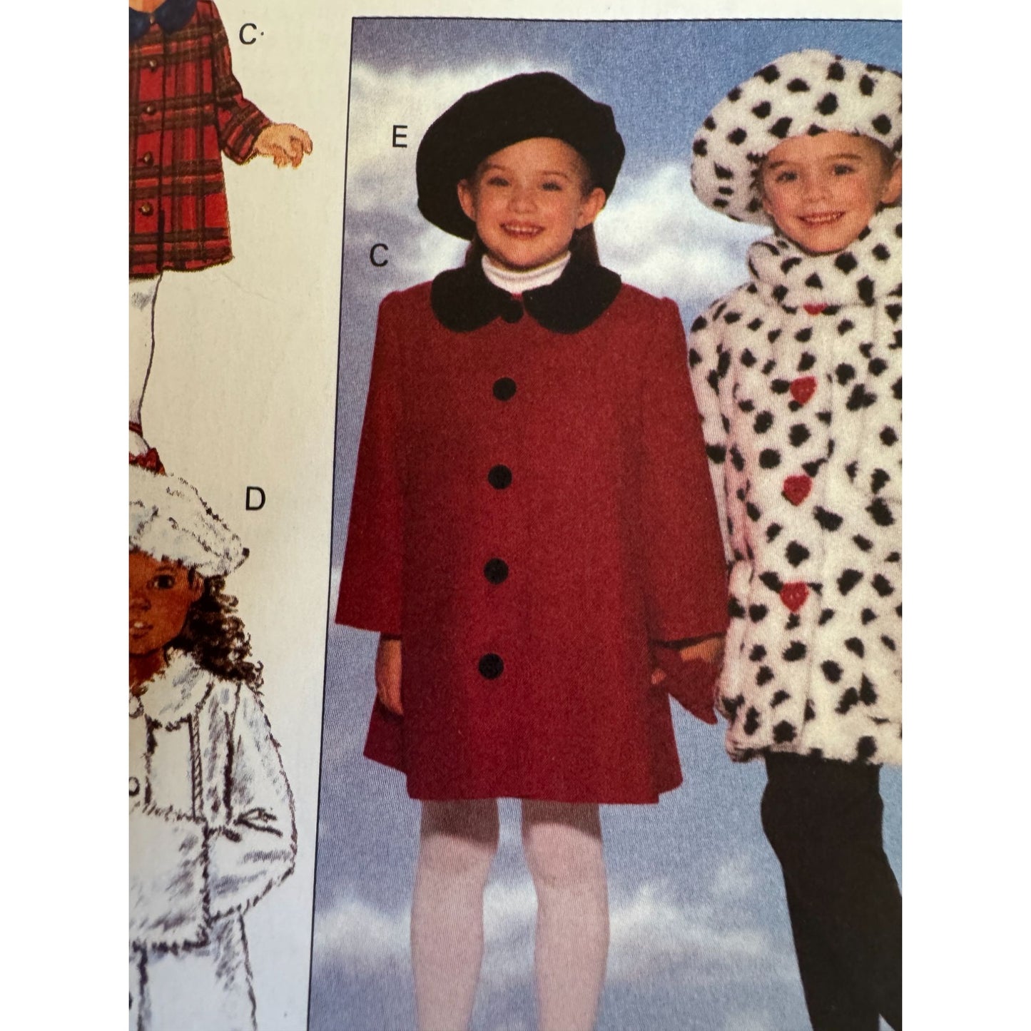 Vintage Girls Coat Sewing Pattern Butterick 6301 Beret Scarf Muff 4-6 90s Uncut
