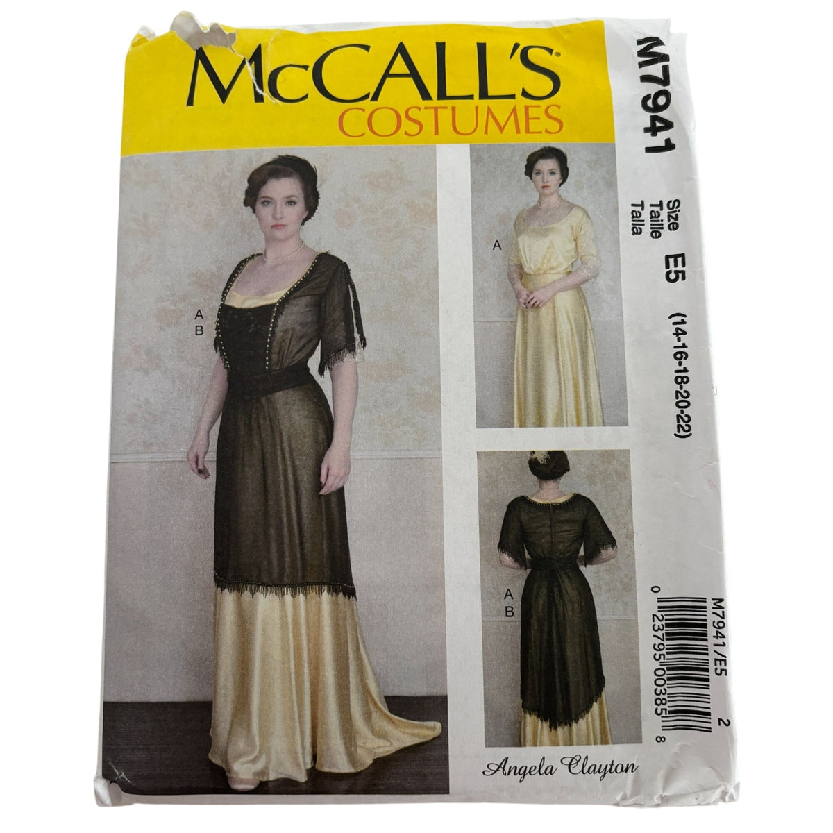McCalls Costume Sewing Pattern M7941 Angela Clayton Regency Dress Misses 14-22 Uncut