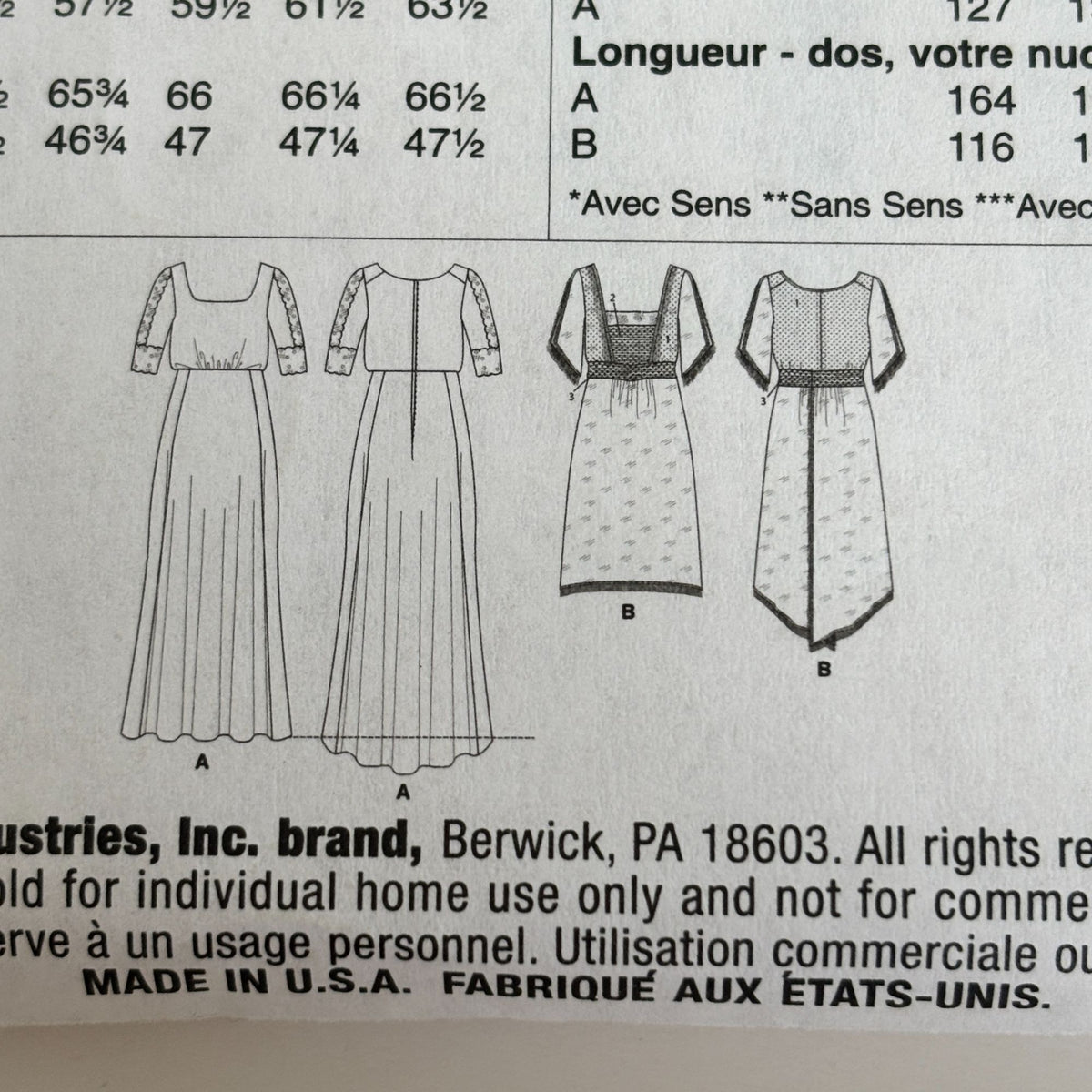 McCalls Costume Sewing Pattern M7941 Angela Clayton Regency Dress Misses 14-22 Uncut
