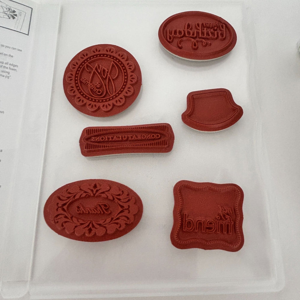 Stampin Up Clear Mount Rubber Stamps Set Perfect Punches Birthday Thanks Labels Frames Christmas
