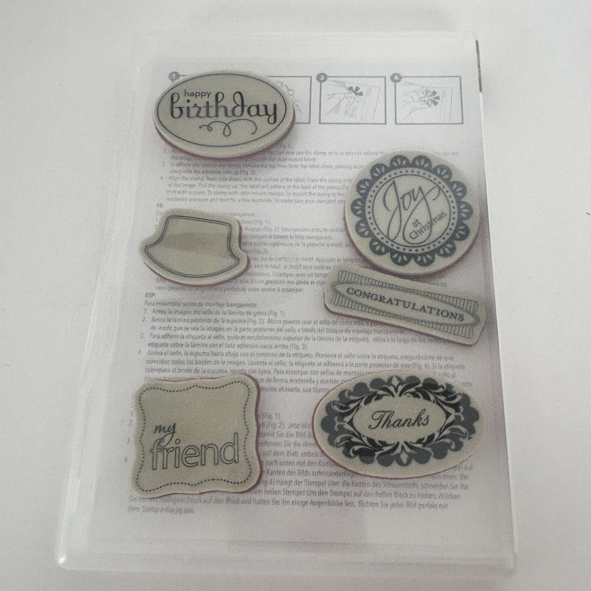 Stampin Up Clear Mount Rubber Stamps Set Perfect Punches Birthday Thanks Labels Frames Christmas