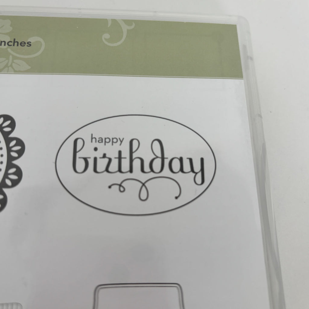 Stampin Up Clear Mount Rubber Stamps Set Perfect Punches Birthday Thanks Labels Frames Christmas
