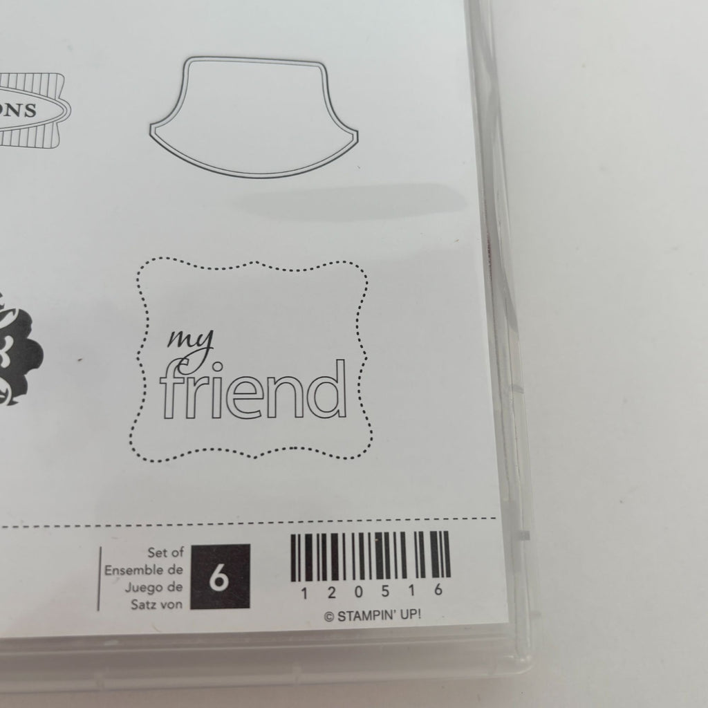 Stampin Up Clear Mount Rubber Stamps Set Perfect Punches Birthday Thanks Labels Frames Christmas