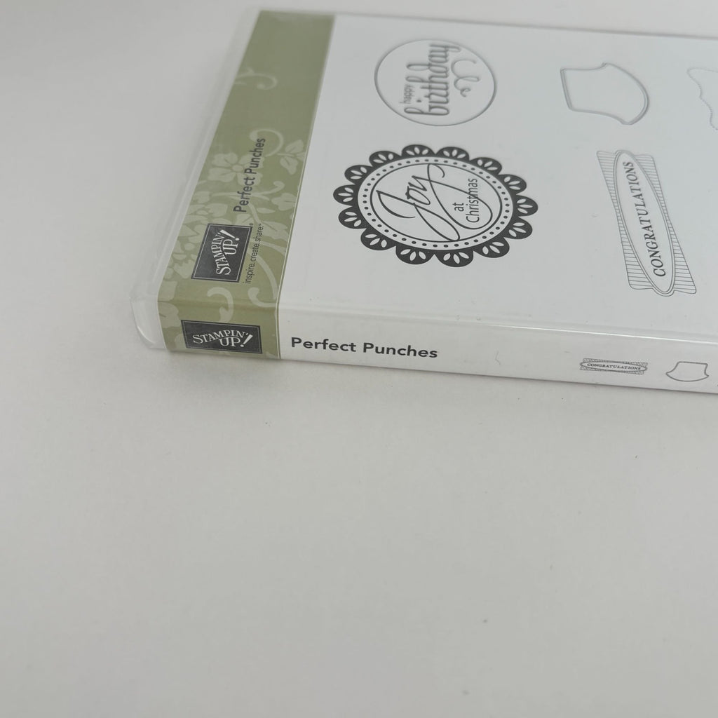 Stampin Up Clear Mount Rubber Stamps Set Perfect Punches Birthday Thanks Labels Frames Christmas