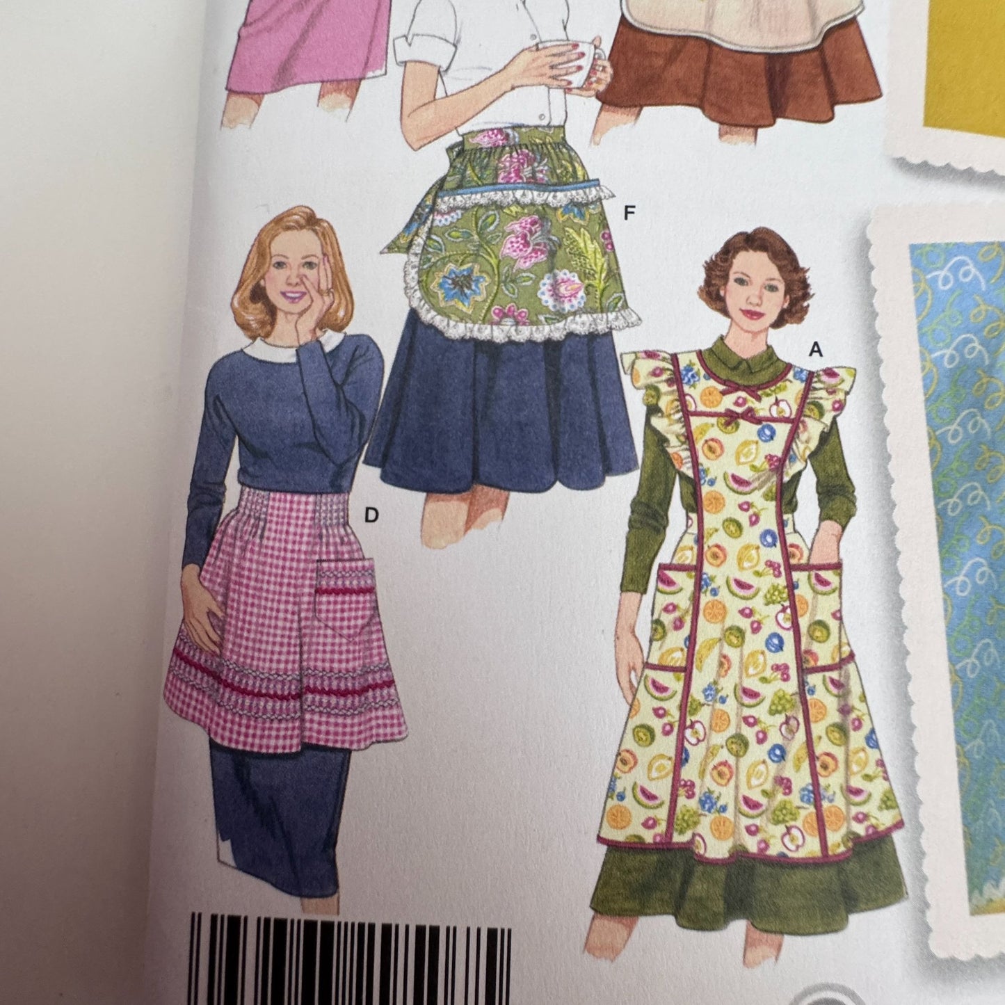 Simplicity Sewing Pattern 4282 Kitchen Half Apron Vintage Style Retro Farmhouse S-L Uncut Baking