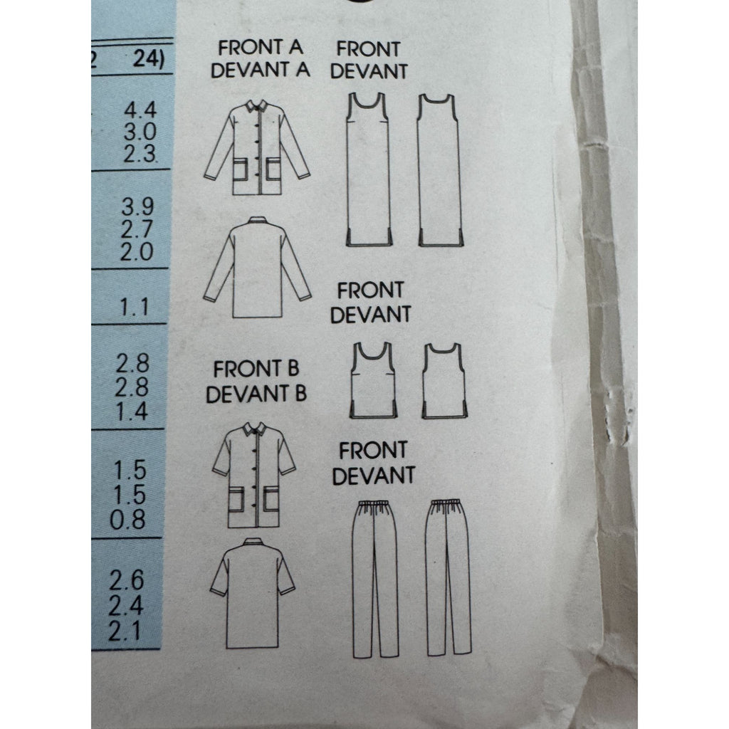 Vogue Sewing Pattern 9921 Shirt Dress Pants Set 1980s Vintage Outfit 8 10 12 UC
