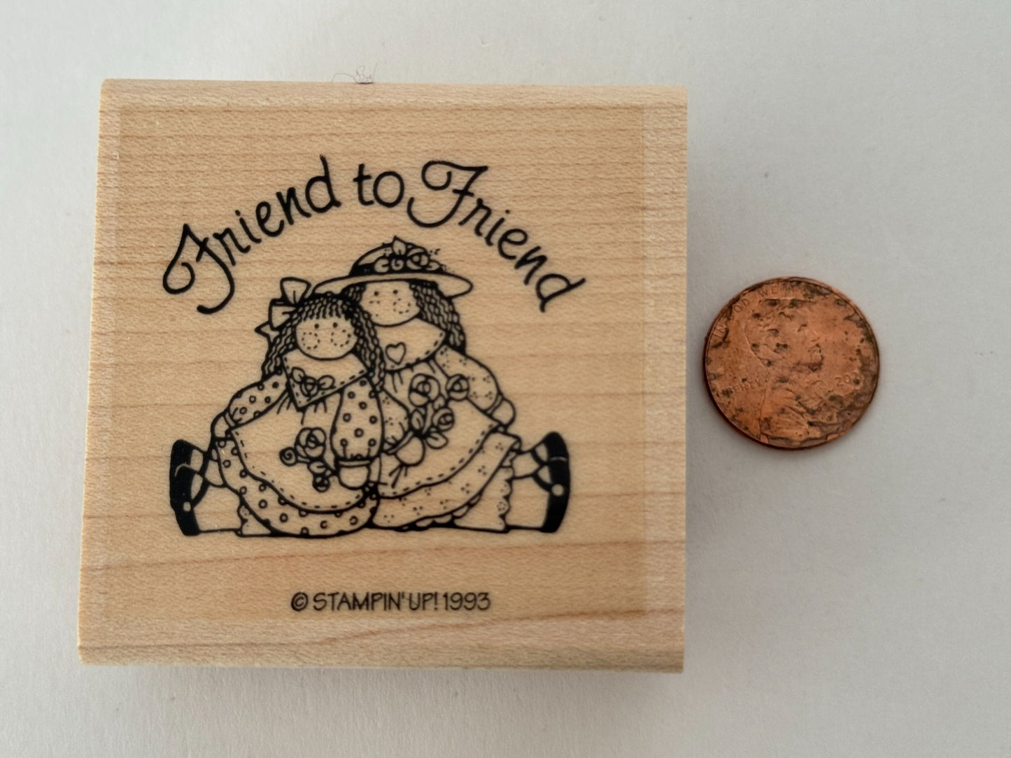 Stampin Up Rubber Stamp Friend To Friend Card Making Sentiment Friendship Dolls