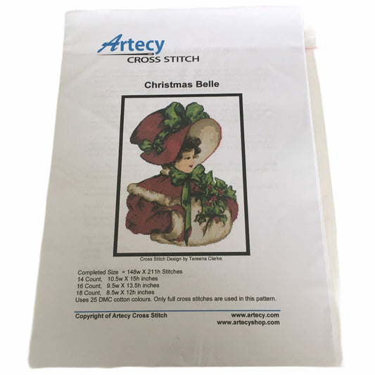 Artecy Christmas Belle Cross Stitch Pattern Victorian Caroler Lady Holiday Decor Winter Chart