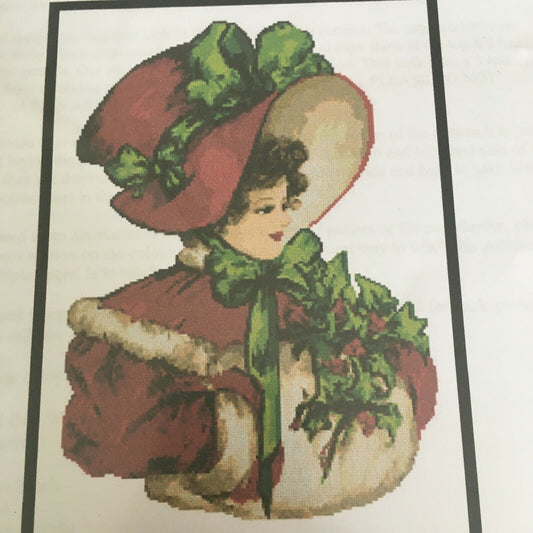 Artecy Christmas Belle Cross Stitch Pattern Victorian Caroler Lady Holiday Decor Winter Chart