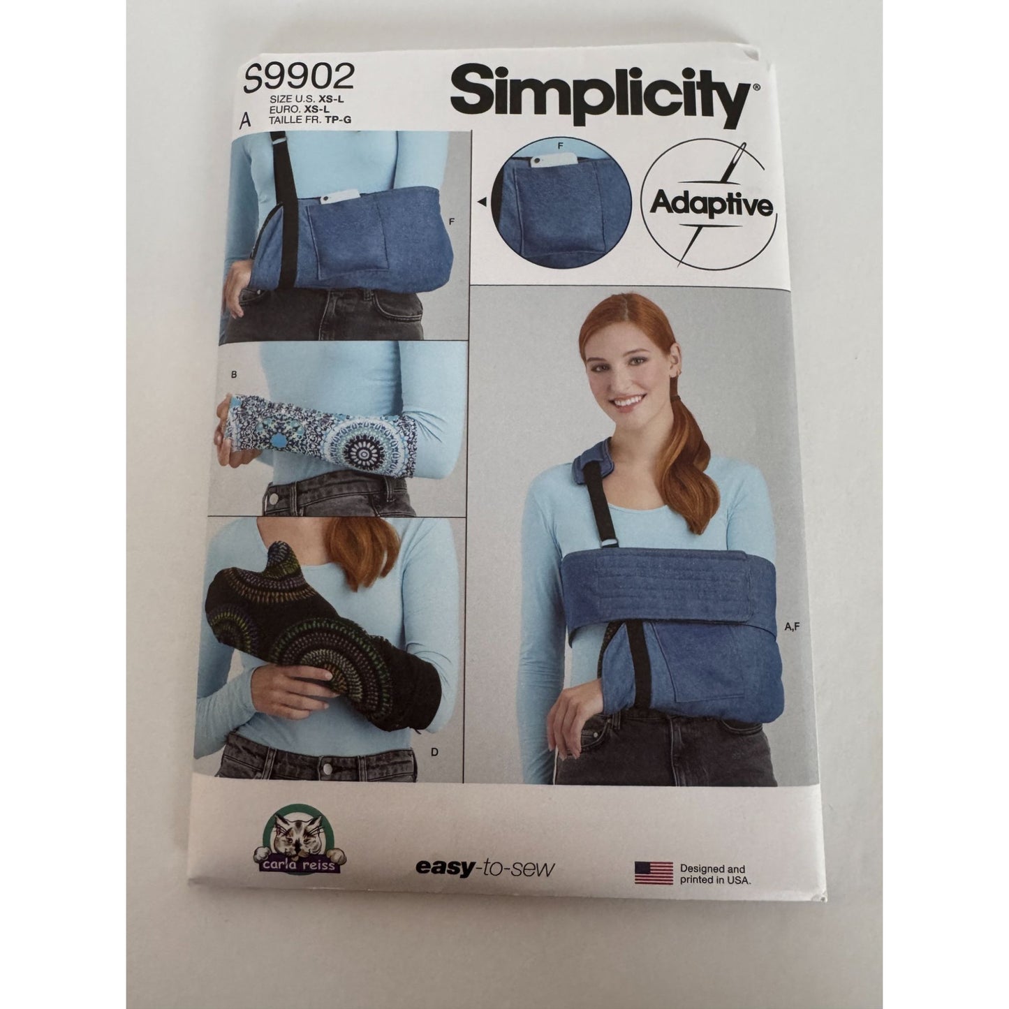 Simplicity Sewing Pattern S9902 Adaptive Arm Wrap Sleeves Mitts Sling Easy Uncut