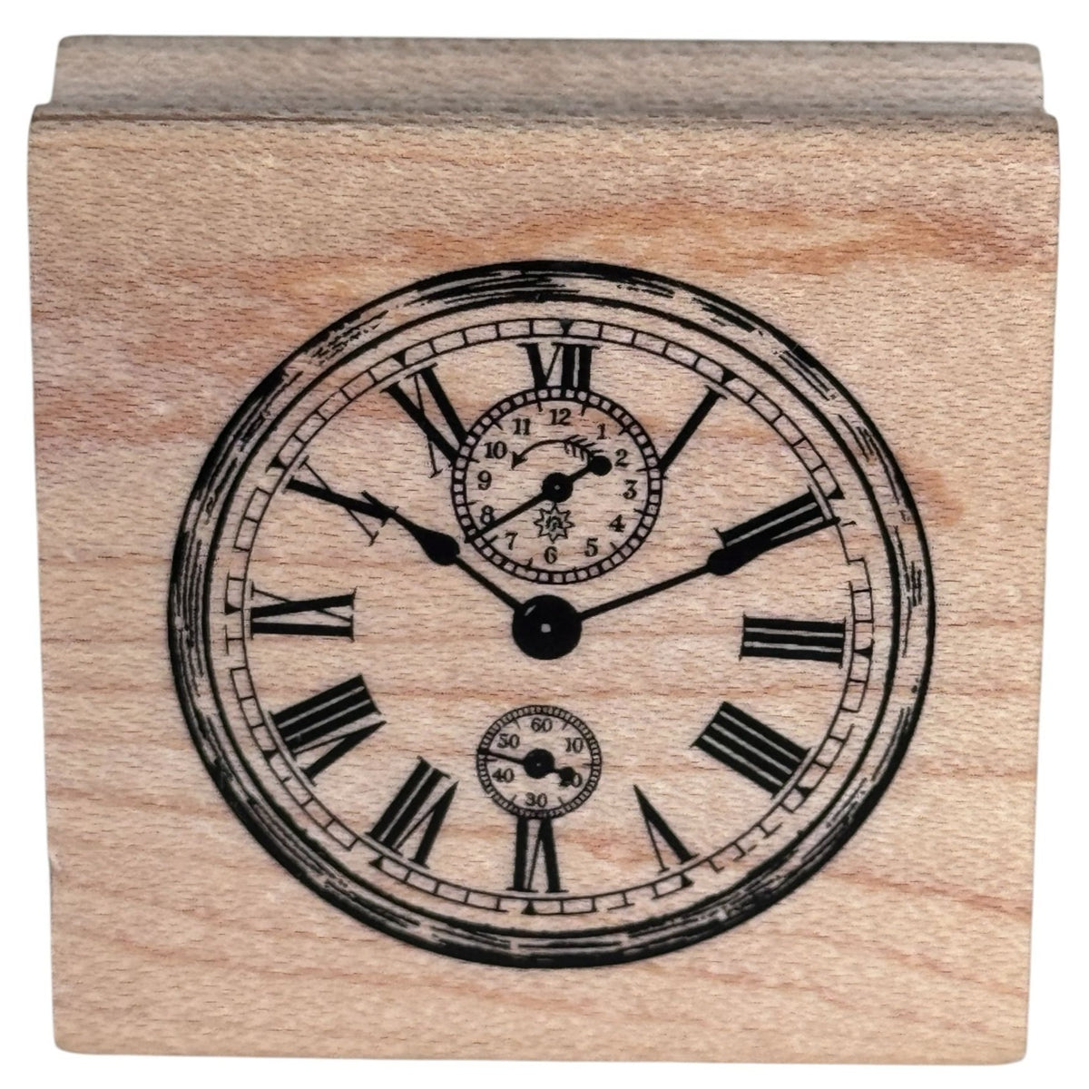 Stampabilities Rubber Stamp Vintage Clock Face Roman Numeral Steampunk Timepiece Antique Cardmaking Wood Mounted