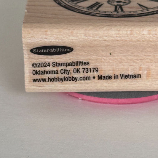 Stampabilities Rubber Stamp Vintage Clock Face Roman Numeral Steampunk Timepiece Antique Cardmaking Wood Mounted