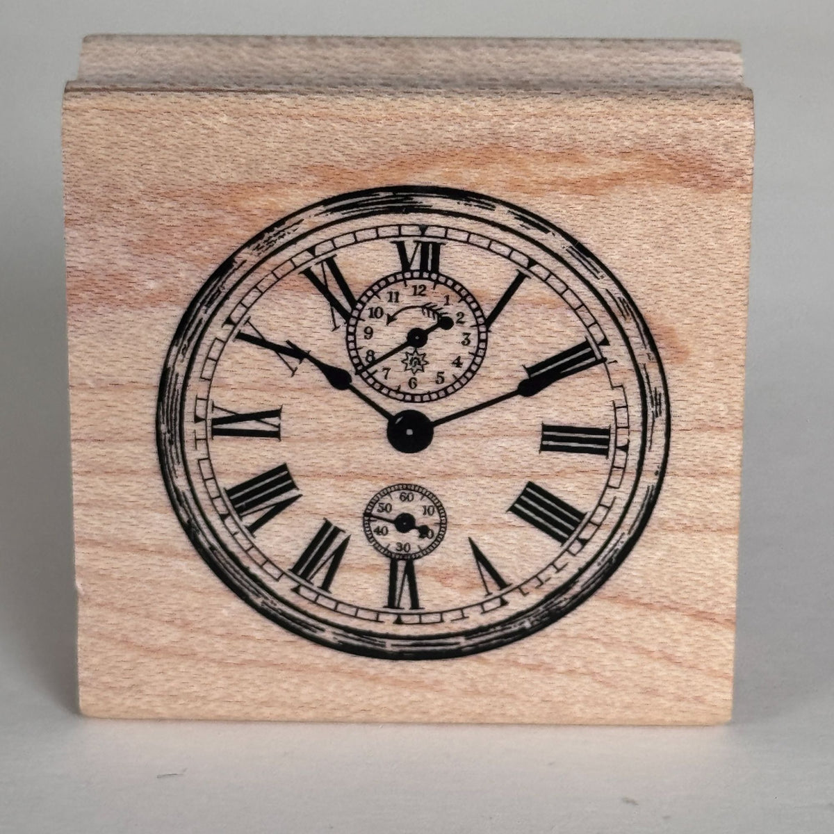 Stampabilities Rubber Stamp Vintage Clock Face Roman Numeral Steampunk Timepiece Antique Cardmaking Wood Mounted