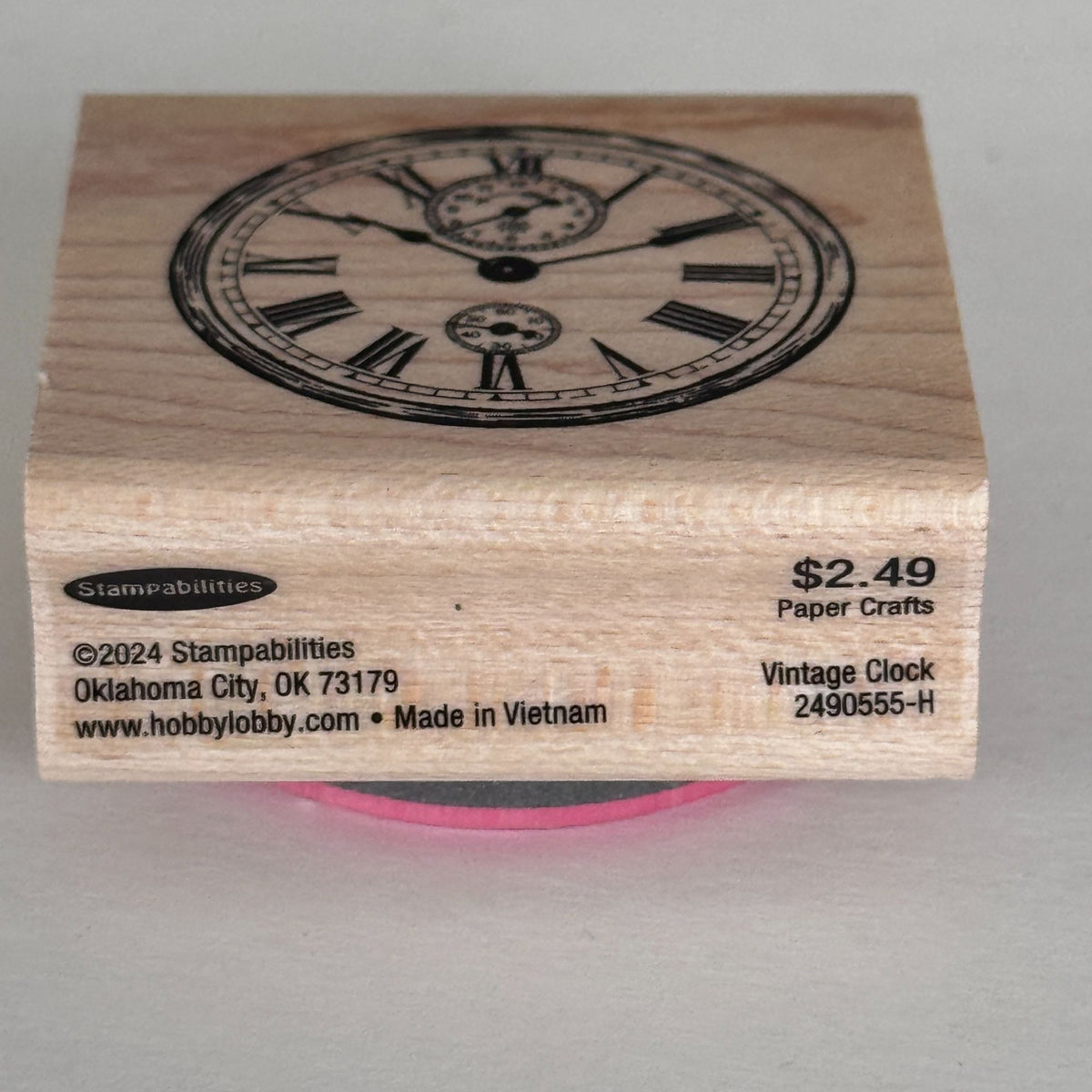 Stampabilities Rubber Stamp Vintage Clock Face Roman Numeral Steampunk Timepiece Antique Cardmaking Wood Mounted