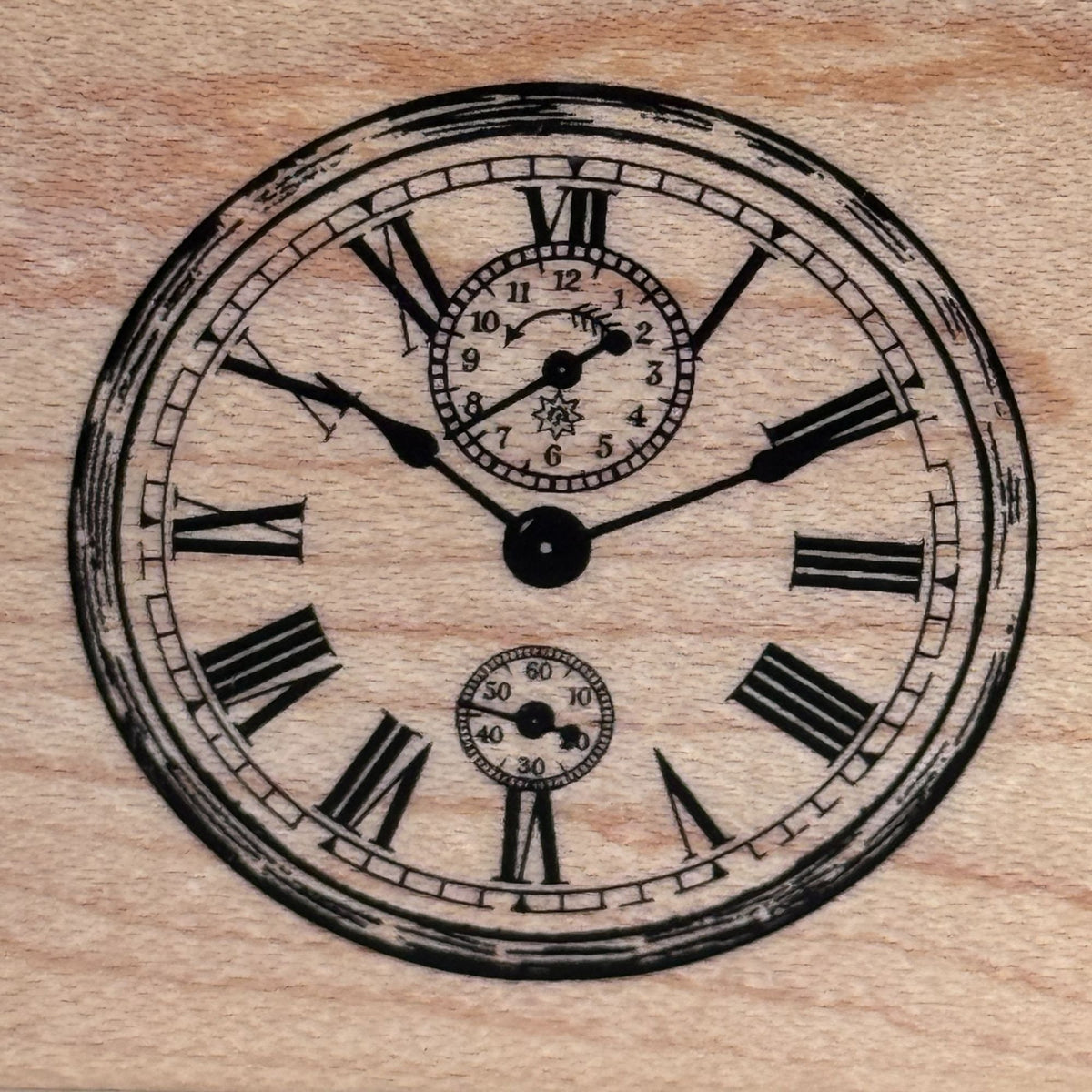 Stampabilities Rubber Stamp Vintage Clock Face Roman Numeral Steampunk Timepiece Antique Cardmaking Wood Mounted