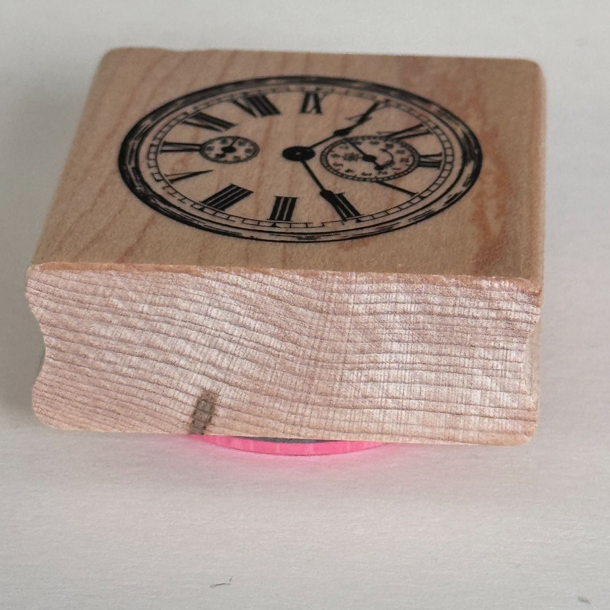 Stampabilities Rubber Stamp Vintage Clock Face Roman Numeral Steampunk Timepiece Antique Cardmaking Wood Mounted