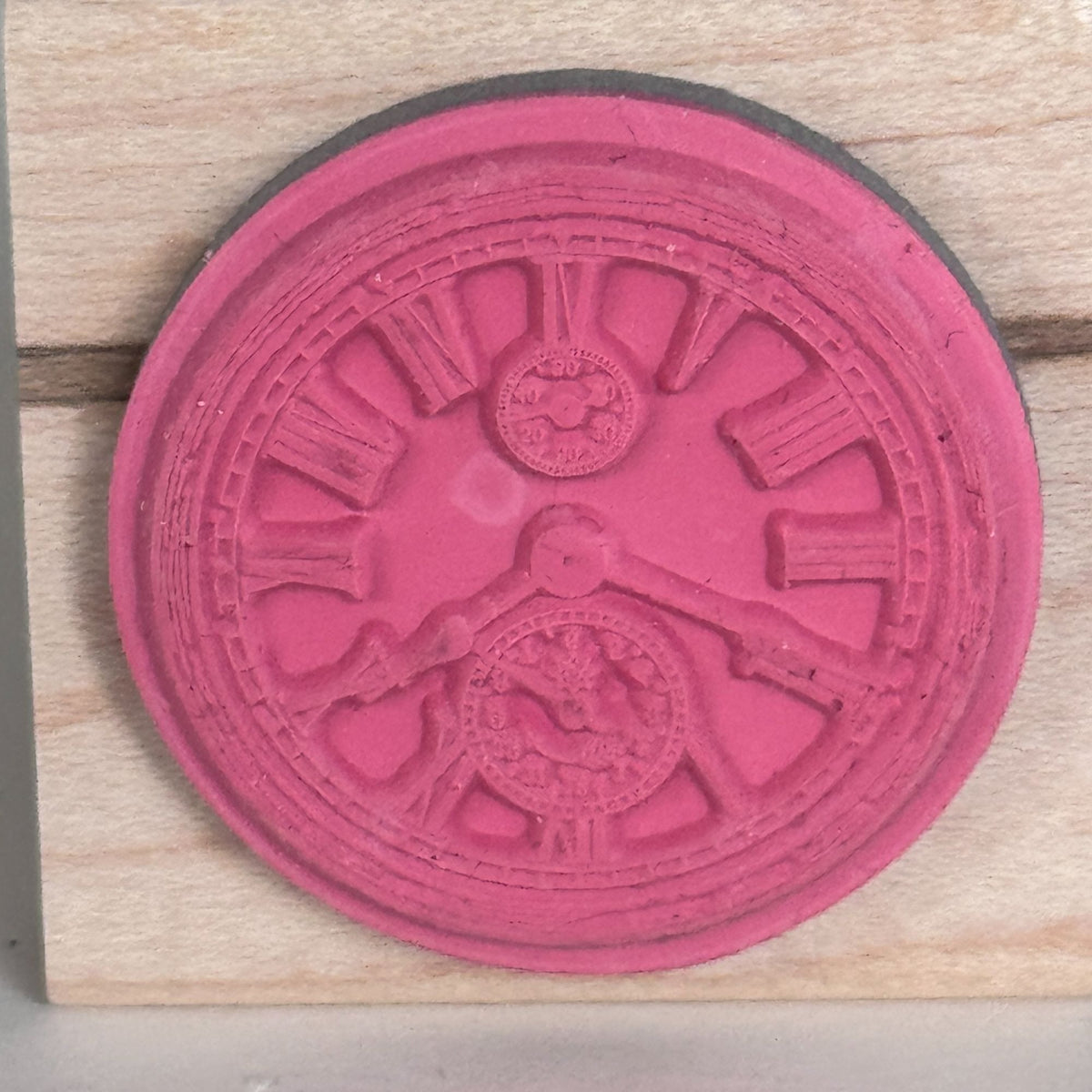 Stampabilities Rubber Stamp Vintage Clock Face Roman Numeral Steampunk Timepiece Antique Cardmaking Wood Mounted