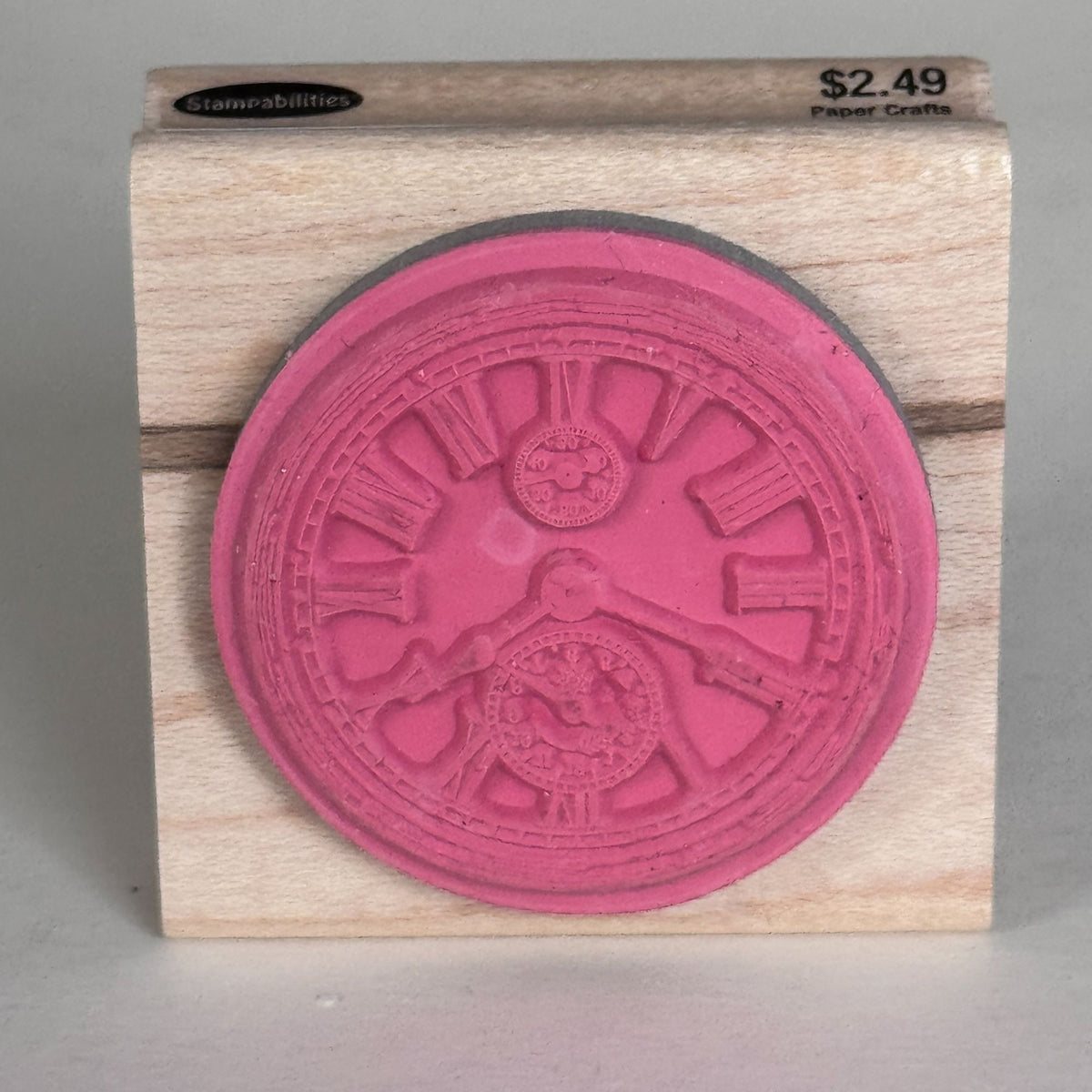 Stampabilities Rubber Stamp Vintage Clock Face Roman Numeral Steampunk Timepiece Antique Cardmaking Wood Mounted