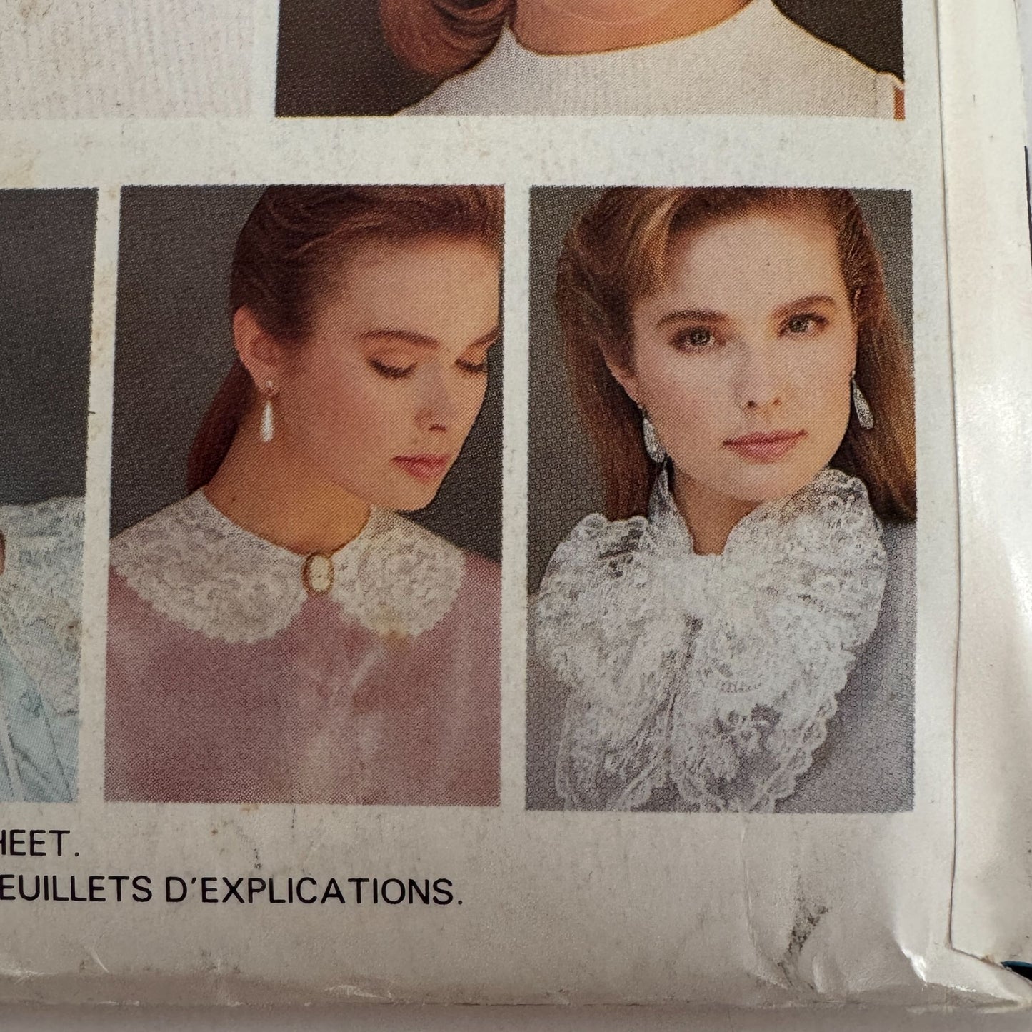 Butterick Sewing Pattern 5754 Neck Collars Cuffs Hair Bows 1980s Craft Uncut