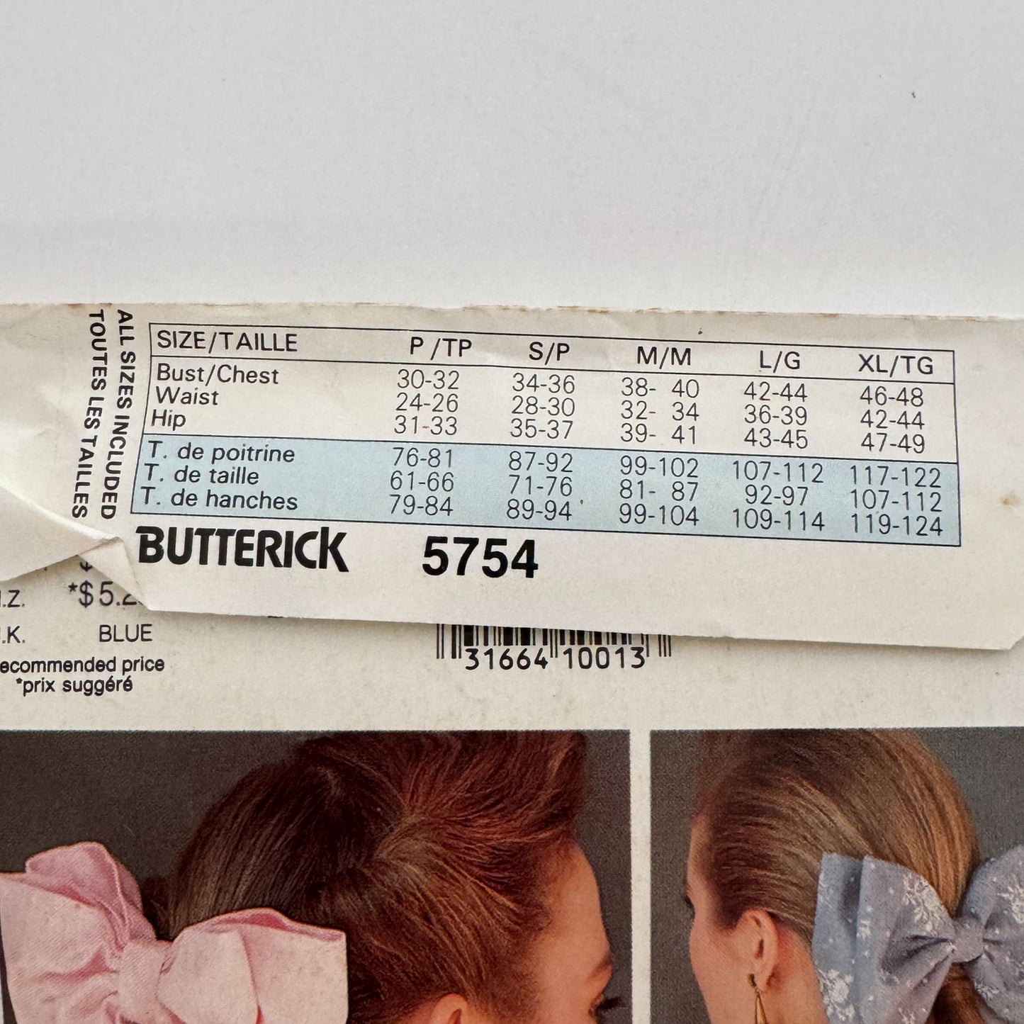 Butterick Sewing Pattern 5754 Neck Collars Cuffs Hair Bows 1980s Craft Uncut