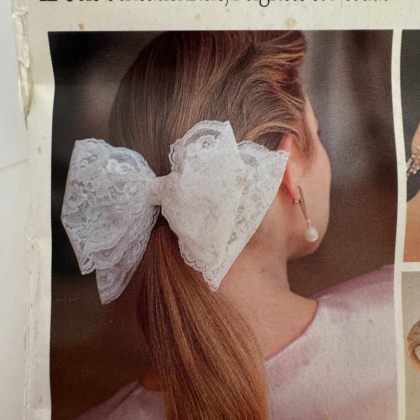 Butterick Sewing Pattern 5754 Neck Collars Cuffs Hair Bows 1980s Craft Uncut