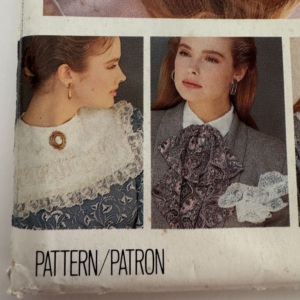 Butterick Sewing Pattern 5754 Neck Collars Cuffs Hair Bows 1980s Craft Uncut