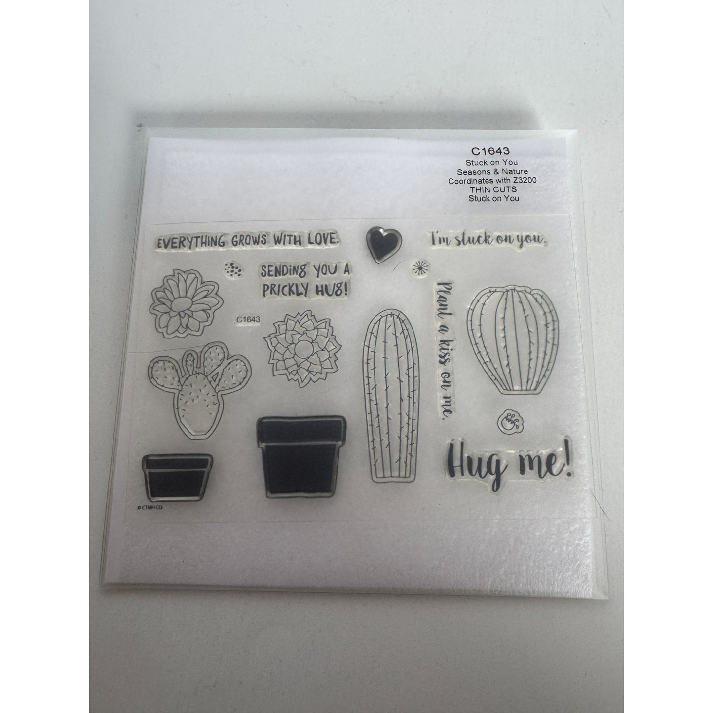 CTMH My Acrylix Acrylic Stamp Set Stuck on You Cactus Hug Me Plant a Kiss C1643