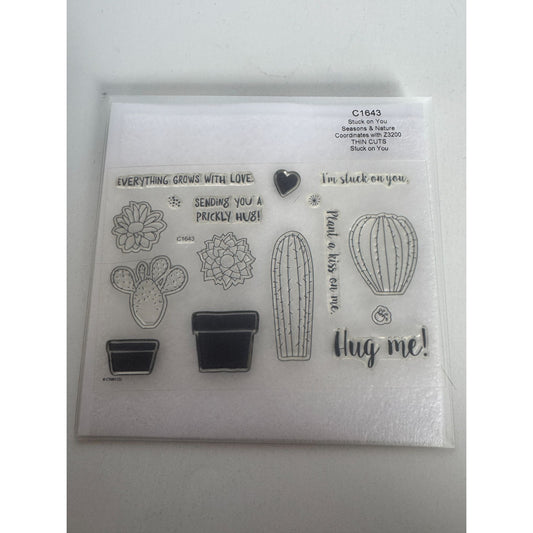 CTMH My Acrylix Acrylic Stamp Set Stuck on You Cactus Hug Me Plant a Kiss C1643