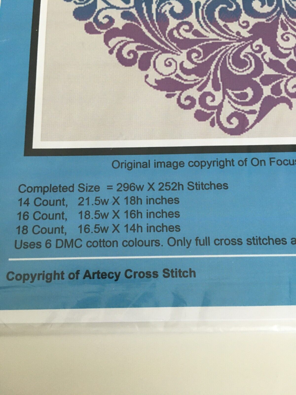 Artecy Counted Cross Stitch Pattern Purple Blue Green Heart Love Swirl Modern Romantic 11648