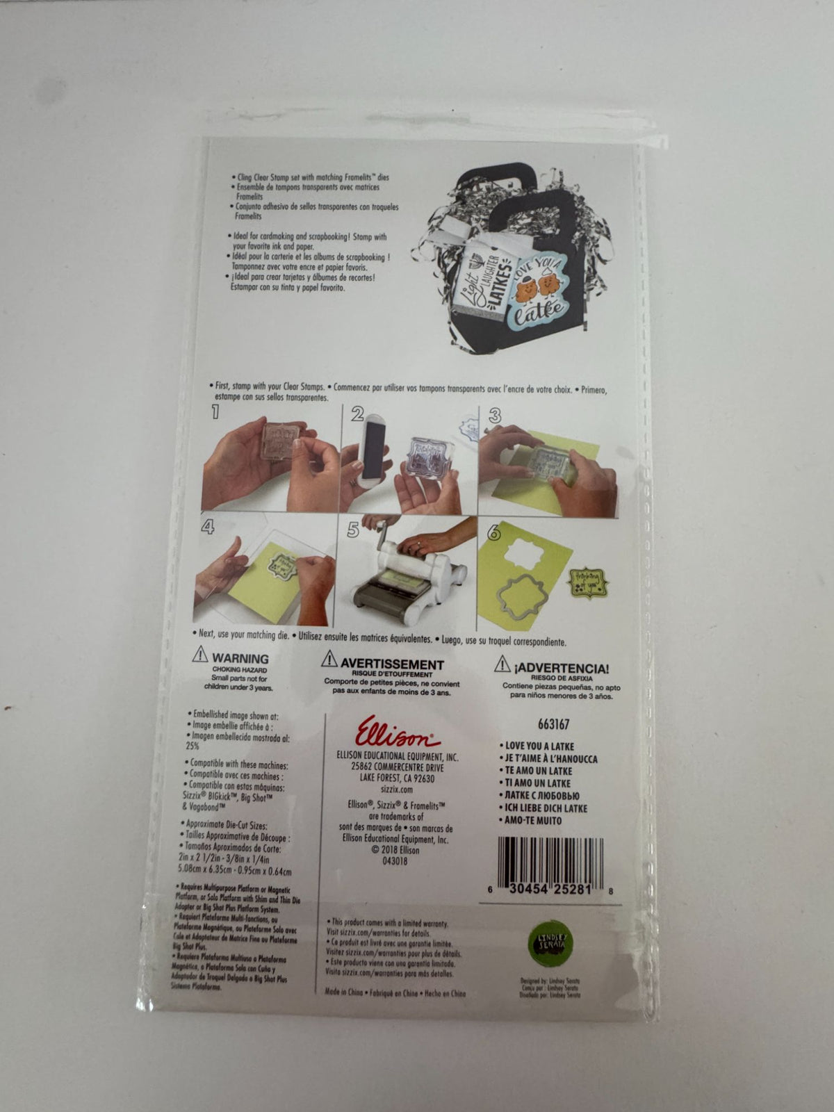 Sizzix Framelits 8 Dies 5 Stamps Love You a Latke Pun Hanukkah Cardmaking 663167