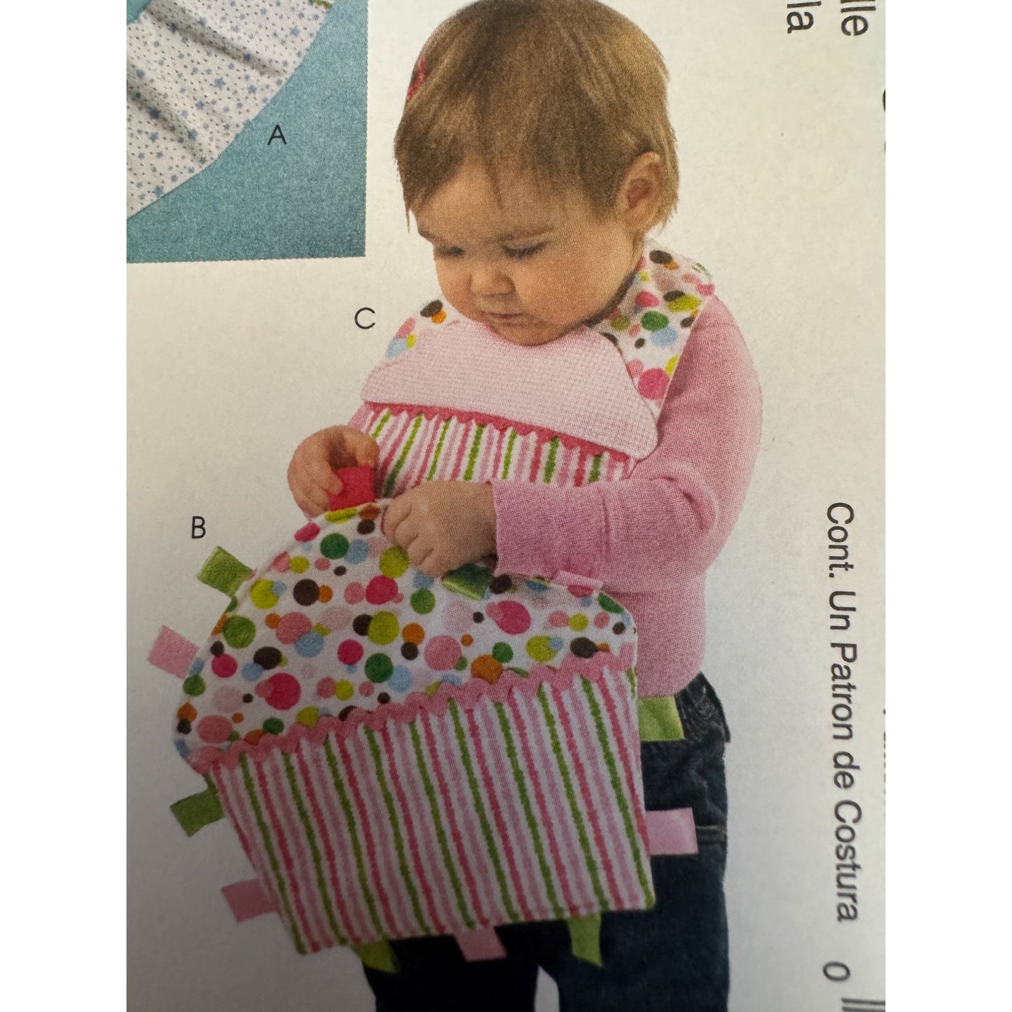 McCalls Crafts Sewing Pattern M6368 Baby Burp Cloth Ribbon Toy Bib Cupcake Uncut