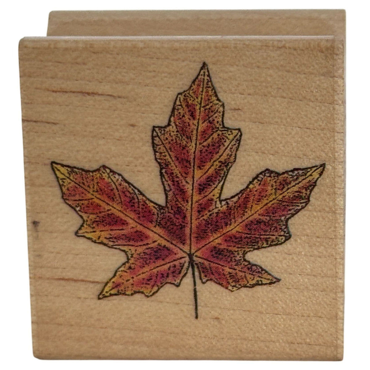 All Night Media Rubber Stamp Maple Leaf Autumn Fall Thanksgiving Wood Mounted Craft Nature