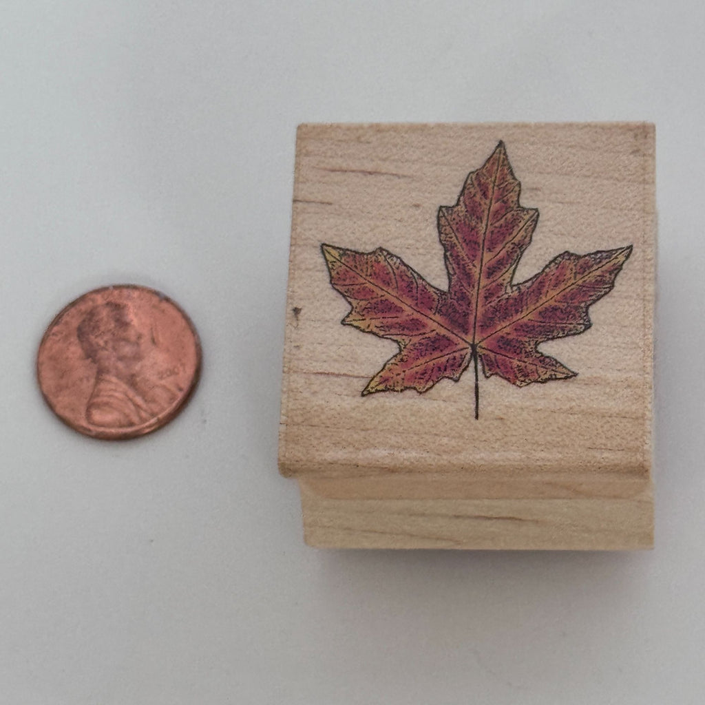 All Night Media Rubber Stamp Maple Leaf Autumn Fall Thanksgiving Wood Mounted Craft Nature