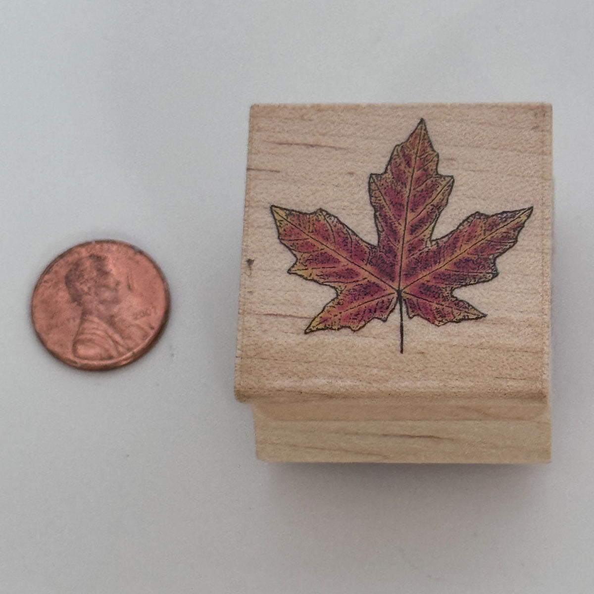 All Night Media Rubber Stamp Maple Leaf Autumn Fall Thanksgiving Wood Mounted Craft Nature